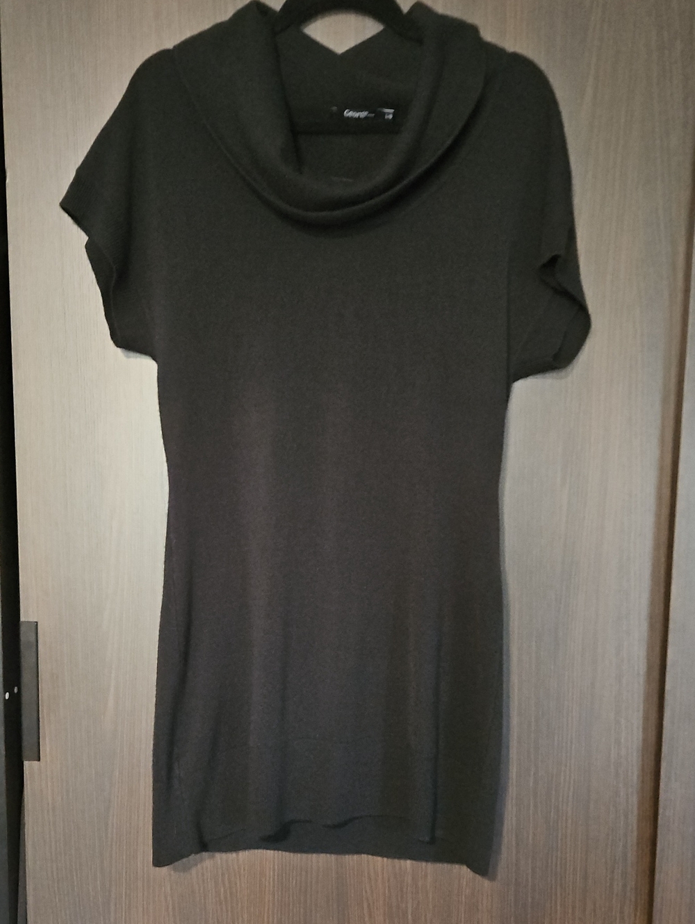 George Black Short-Sleeve Cowl Neck Sweater Dress